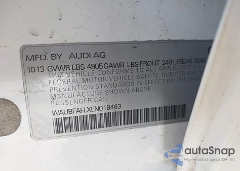 2014 Audi A4 2.0T Premium из США, поврежденный, VIN WAUBFAFLXEN018463